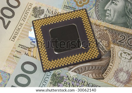 Cost of electronics. PC processor on polish money.