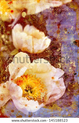 grunge flowers background with texture of colorwater