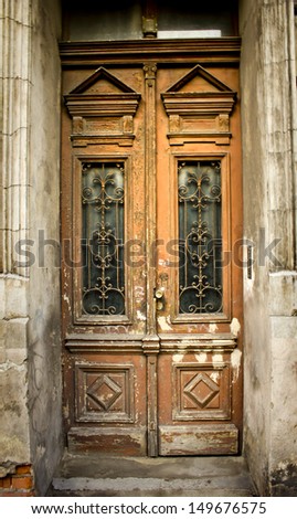 traditional beautiful wooden old door