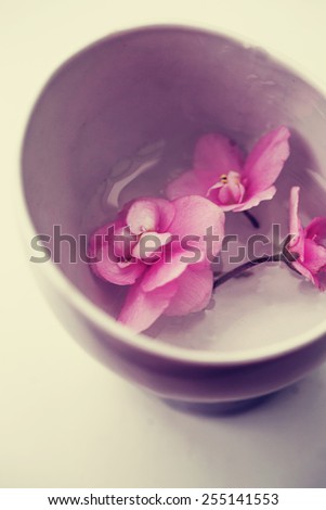 Spa background with flowers and water in vintage colors