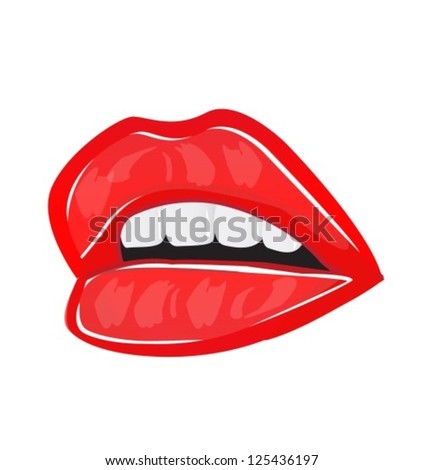 Parted Lips Painted With Red Lipstick And White Teeth Stock Vector ...