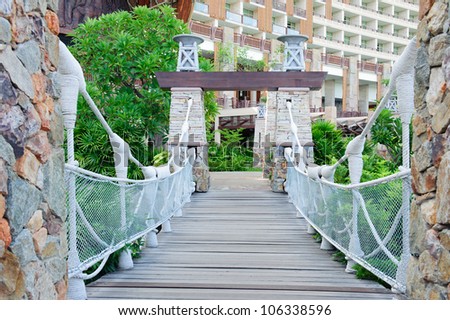 wooden rope suspension bridge,Wood bridge