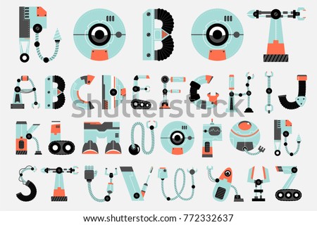 robot font,robotics,sci fi alphabet set