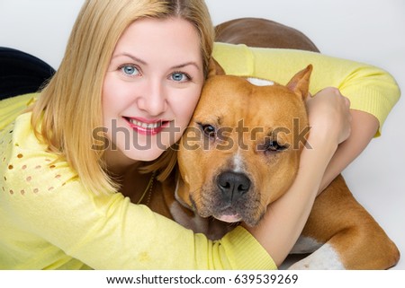 Similar – Image, Stock Photo Beautiful female amstaff, fighting dog