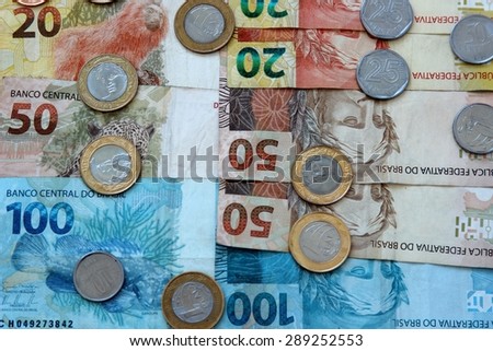 Notes and coins real money Brazil