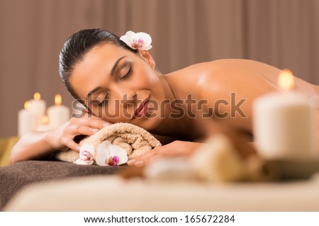 Serene Young Woman Relaxation In Spa Salon