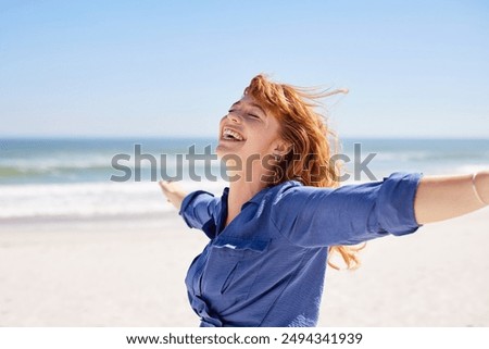 Similar – Image, Stock Photo red-haired woman Red