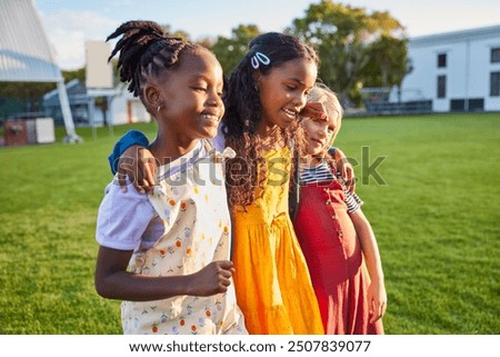 Similar – Image, Stock Photo Multiethnic friends talking in cafe