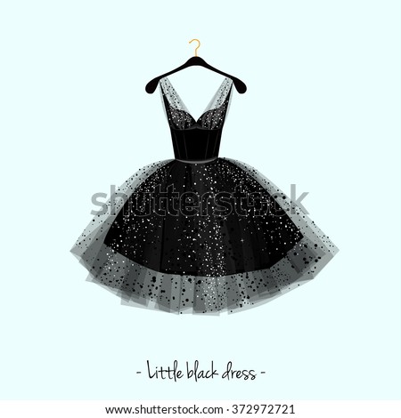 Little black dress. Party dress. Vector watercolor illustration
