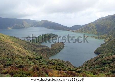 Lagoa do Fogo or in English: Lagoon of Fire is a crater lake within the Agua de Pau stratovolcano in the center of the island of Sao Miguel Island in the Azores