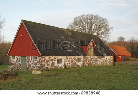 Nature and a very old farm along The Skaneleden trail in the southern part of Sweden during Autumn