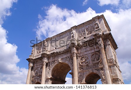 The Arch of Constantine which is a triumphal arch in Rome, situated next to the Colosseum