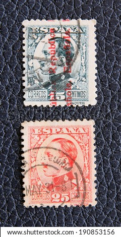 SPAIN - CIRCA 1931: A stamp printed in the Spain, shows King Spain Alfonso XIII, circa 1931