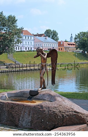 MINSK, BELARUS - JULY 15, 2014: Monument of crying angel