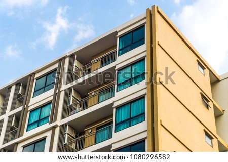 Modern condominium building in the city sky cloud background, Lowrise condo Stock foto © 