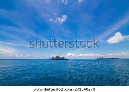Summer landscape with sea and horizon over water