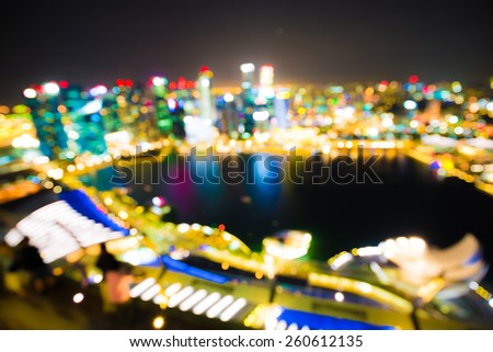 Singapore Skyline and view of Marina Bay frome sky park with blur effect, Cityscape Singapore