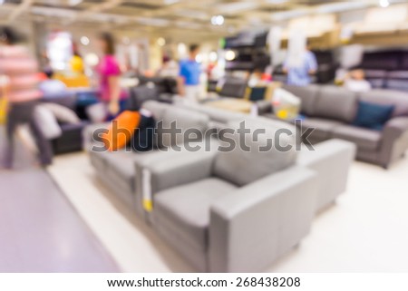 Store blur background with people, Furniture store