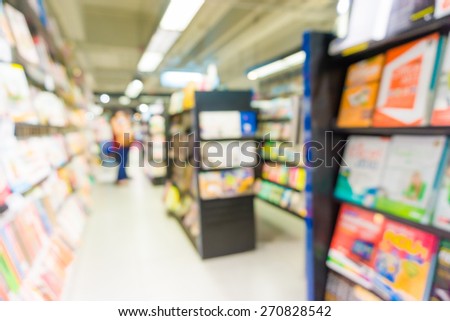 Abstract blurred people walking in book shopping center,  Book store with people background