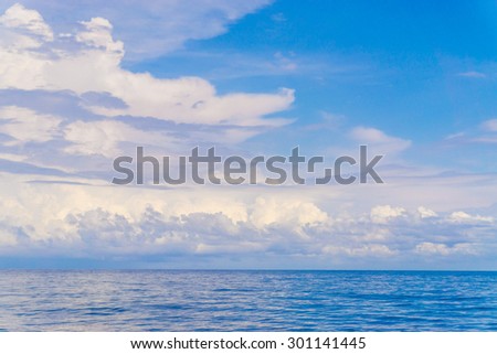 Summer landscape with sea and horizon over water, sea and sky background