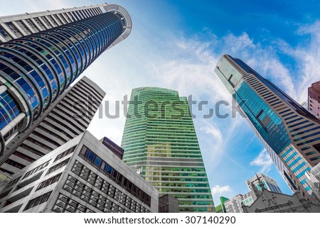 Windows of  modern office buildings, Skyscraper Business Office, Corporate building in Singapore