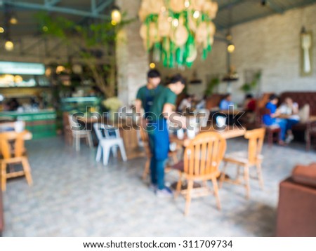People in Coffee shop blur background with bokeh, Meeting in a cafe