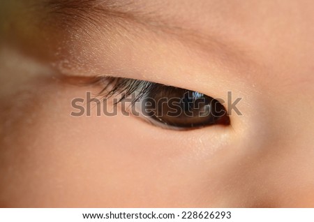 Two years old kid eye. Asian ethnicity.