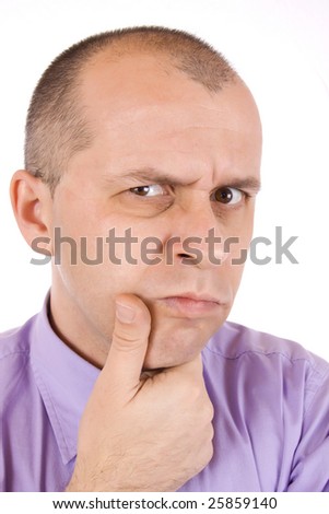 Portrait of a worried businessman isolated over white background