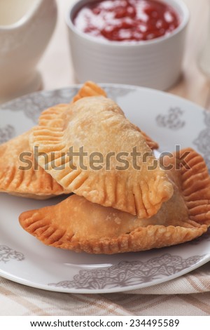 Fried empanadas, popular Latin American food served as snack or appetizer
