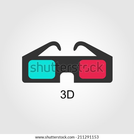 Modern 3D cinema glasses, flat design