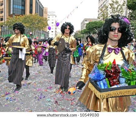 Funny waitresses from jazz club in Cyprus carnival parade.