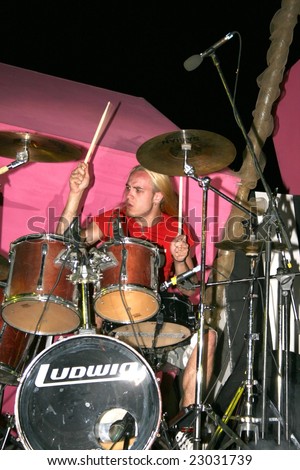 LIMASSOL,CYPRUS-JUNE 7: Drummer Vasiliy Gorshkov of Russian heavy metal band Kolizey plays in Cypriot-Russian festival June 7, 2008 in Limassol,Cyprus.