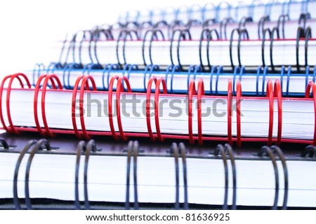 Copybook stack isolated on white background.