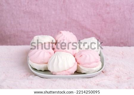 Similar – Image, Stock Photo Russian traditional zefir dessert with mint