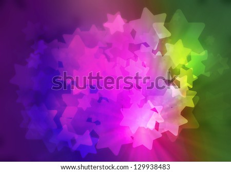 a graphic of colorful abstract graphic star and rainbow  background