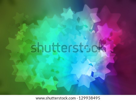 a graphic of colorful abstract graphic star and rainbow  background