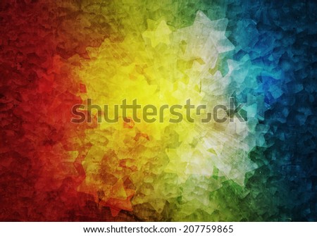 a graphic of colorful abstract graphic star and rainbow  background with zinc plate surface texture