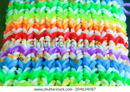 Big colorful rubber rainbow band made on loom