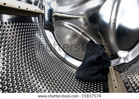 A single sock in a washing machine.