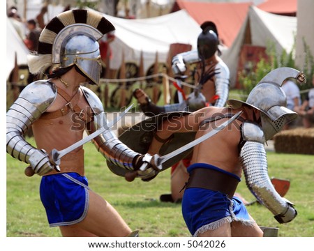 Roman gladiators attack