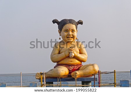 FEBRUARY 11,  2014, VISHAKHAPATNAM, ANDHRA PRADESH, INDIA - Sculpture of a little girl at Ramakrishna beach