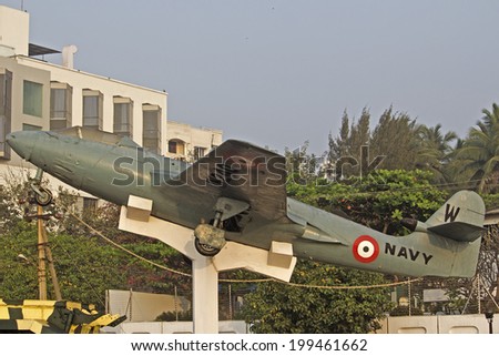 FEBRUARY 13, VISHAKHAPATNAM, ANDHRA PRADESH, INDIA - Airplain of the Indian Navy, part of the memorial of the Victory at Sea. War at Sea was the part of conflict between India and Pakistan in 1971