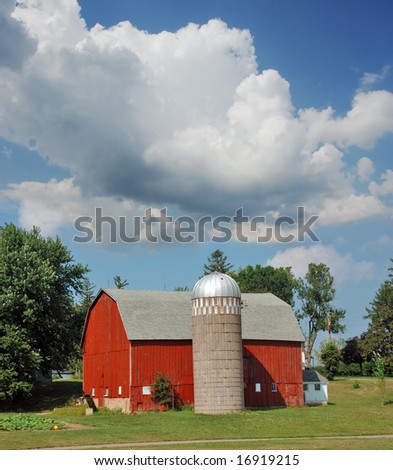 Red Barn on a Farm in Minnesota.