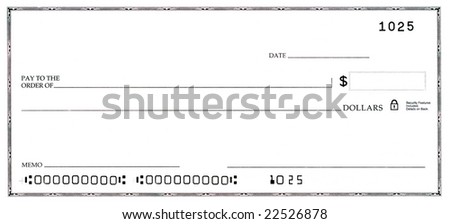 Blank White Check With Fake Numbers. Stock Photo 22526878 : Shutterstock