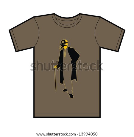 Trendy T-Shirt design featuring a business man wearing a gas mask.