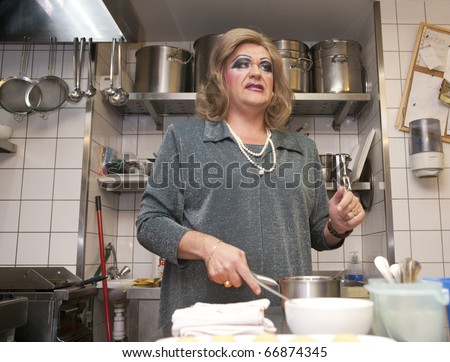 BUDAPEST, HUNGARY - NOVEMBER 10: Lady Domper famous hungarian star on the photo shoot of Domper\'s Kitchen for Company Magazin on November 11, 2010 in Budapest, Hungary.
