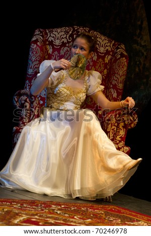 BUDAPEST, HUNGARY - JANUARY 30: Andrea Ujhelyi soprano on the stage of Merlin theater on January 30, 2011 in Budapest, Hungary.