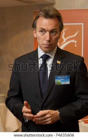 BUDAPEST, HUNGARY - APRIL 4: Marc Larousse, vice-president of Alltech Europe Company on the Feeding the World conference in the Radisson Hotel on 4 April, 2011 in Budapest, Hungary.