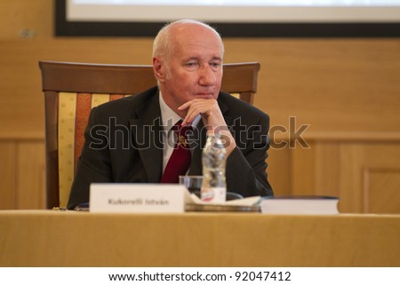 BUDAPEST, HUNGARY - JUNE 10: Prof. Istvan Kukorelli exppert, former Constitutional Court judge on the Conference about the Amendment to the Constitution in ELTE on June 10, 2011 in Budapest, Hungary.
