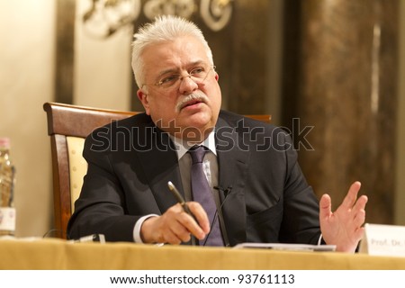 BUDAPEST, HUNGARY - JANUARY 27: Peter Paczolay, President of Hungarian Constitutional Court on the Conference \
